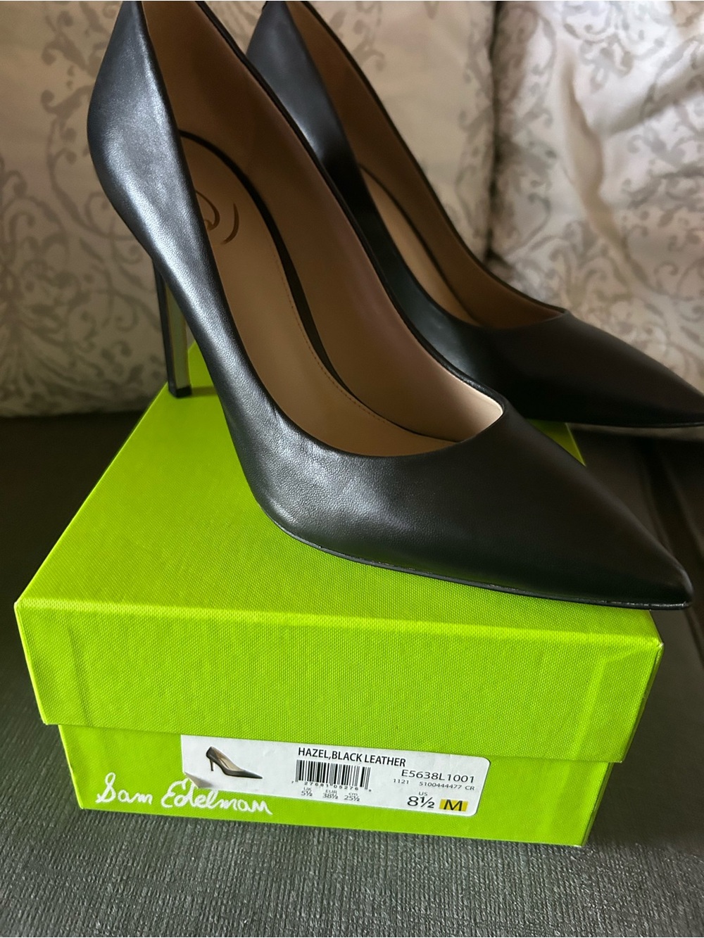 Sam Edelman Black Leather Pointed-Toe Stiletto Pumps